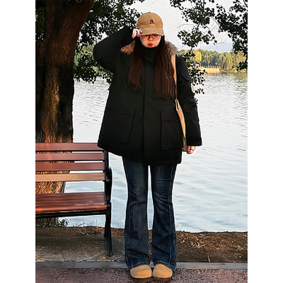 特大码韩版ins高级感大毛领棉衣