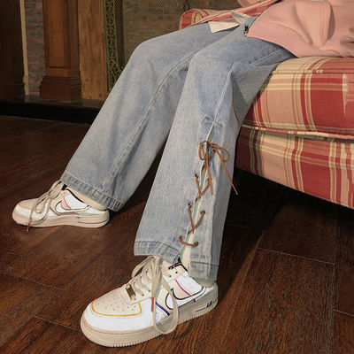 胖mm大码韩版宽松ins牛仔裤女裤