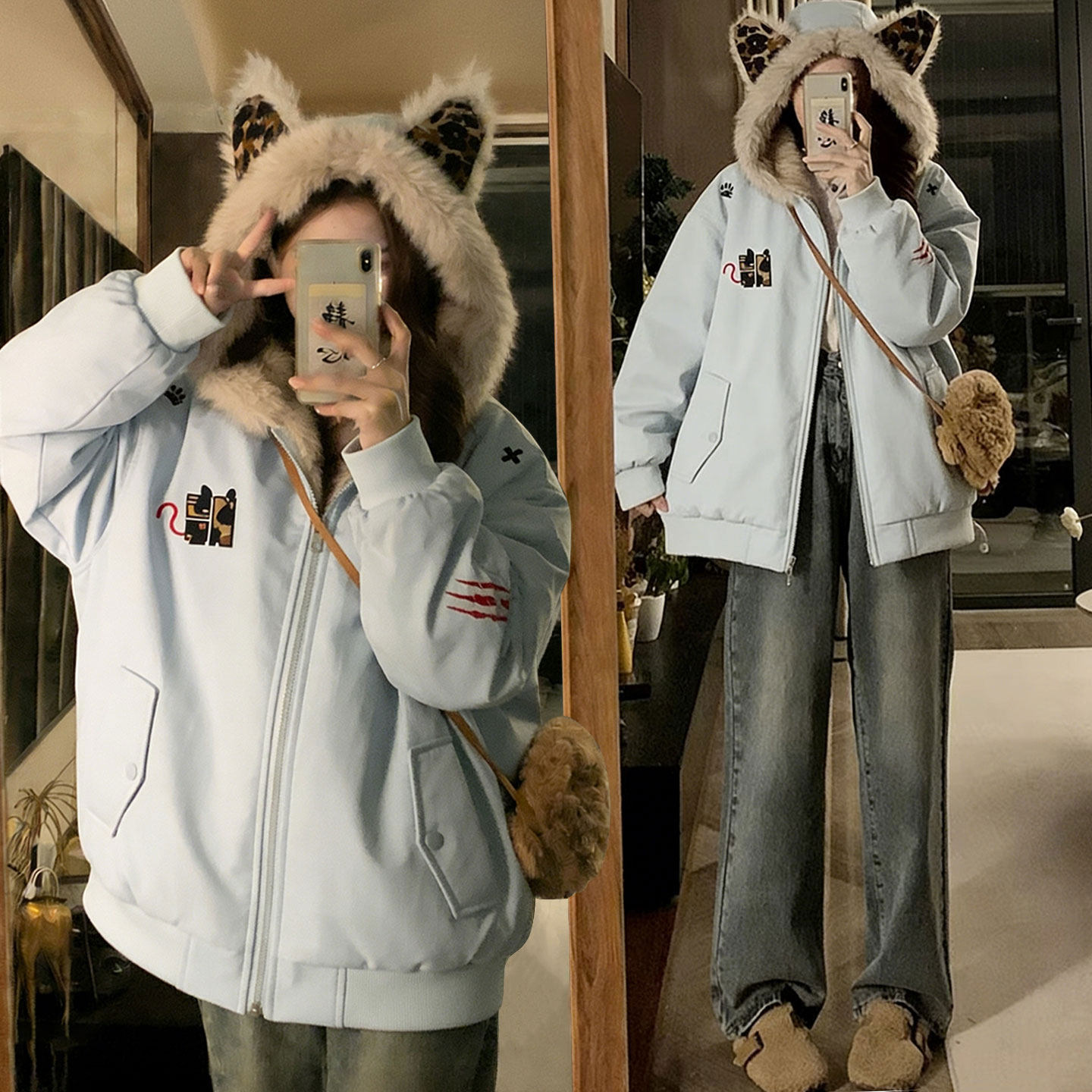 特大码胖mm学院风毛绒连帽加厚外套女装冬不臃肿显瘦休闲保暖棉服,女装/女士精品,大码棉服,淘宝优惠券,粉丝福利购,淘宝优惠卷