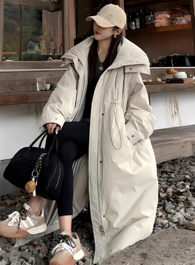 胖mm特大码收腰显瘦长款棉服外套女2025冬季新款加厚保暖连帽棉衣