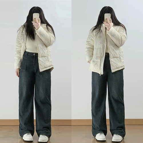 特大码女装复古韩版百搭牛仔裤女