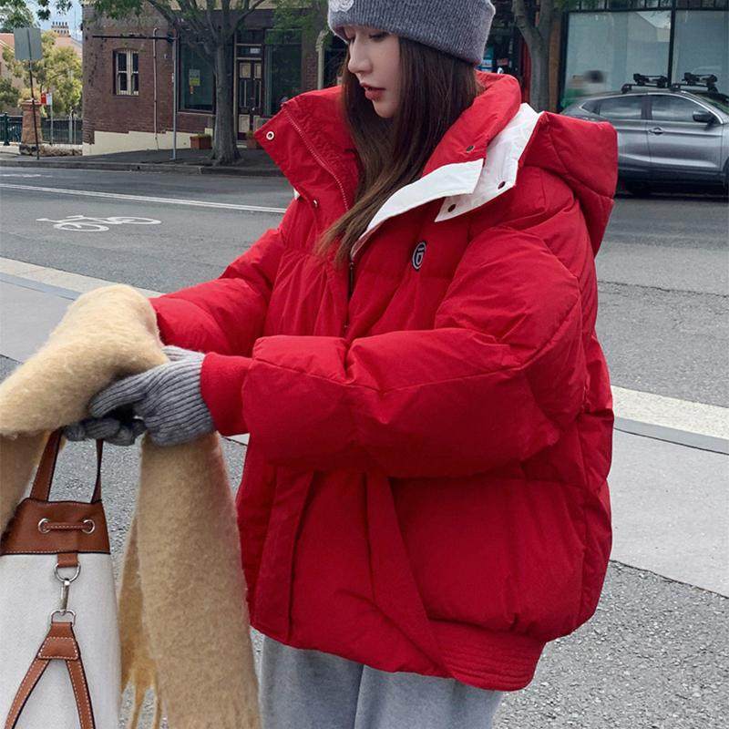 大码女装胖mm红色连帽羽绒棉服女学院风加厚宽松显瘦面包服外套女,女装/女士精品,大码棉服,淘宝优惠券,粉丝福利购,淘宝优惠卷