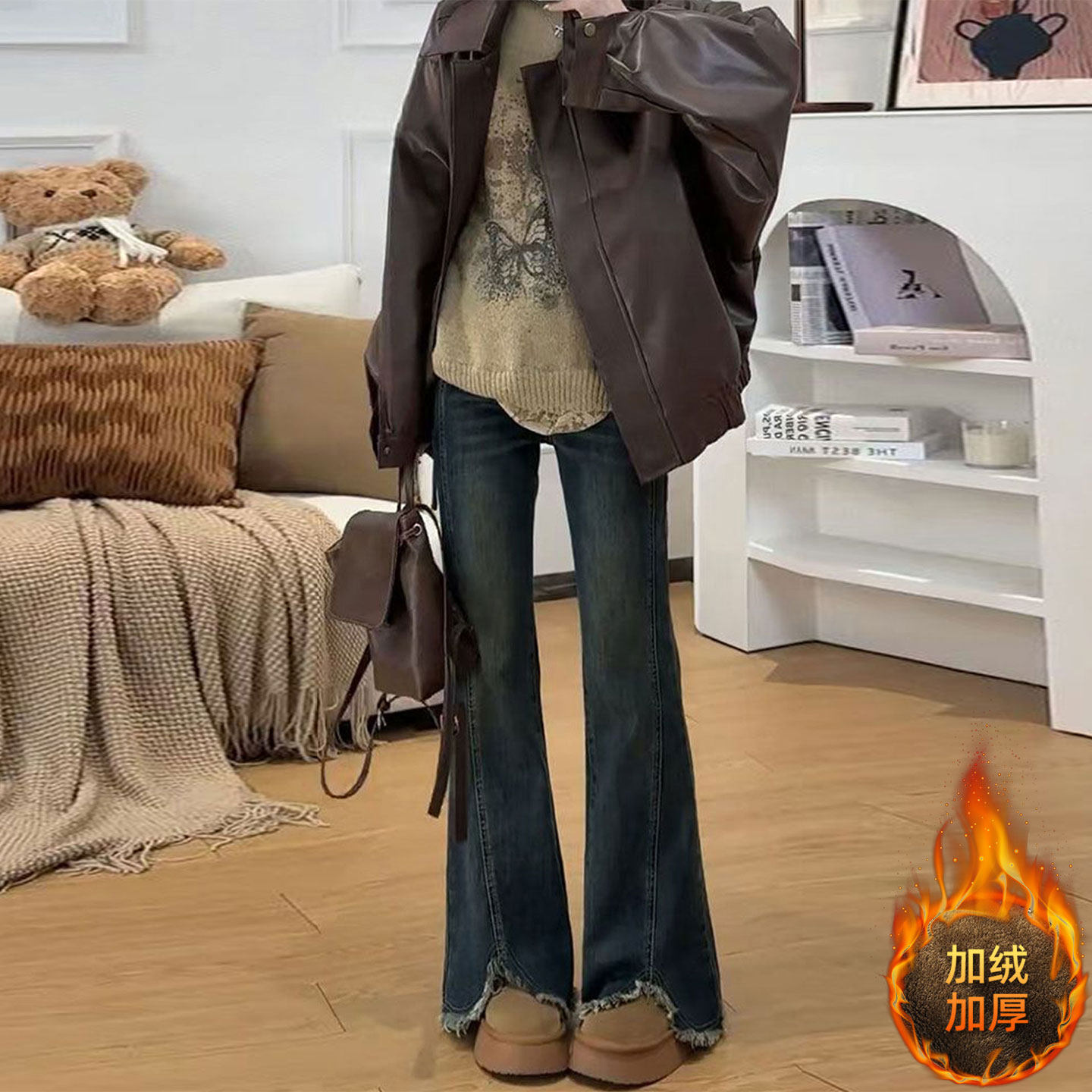 300斤大码女装蓝色弹力修身牛仔裤女美式辣妹风加绒加厚微喇裤子,女装/女士精品,大码裤装,淘宝优惠券,粉丝福利购,淘宝优惠卷