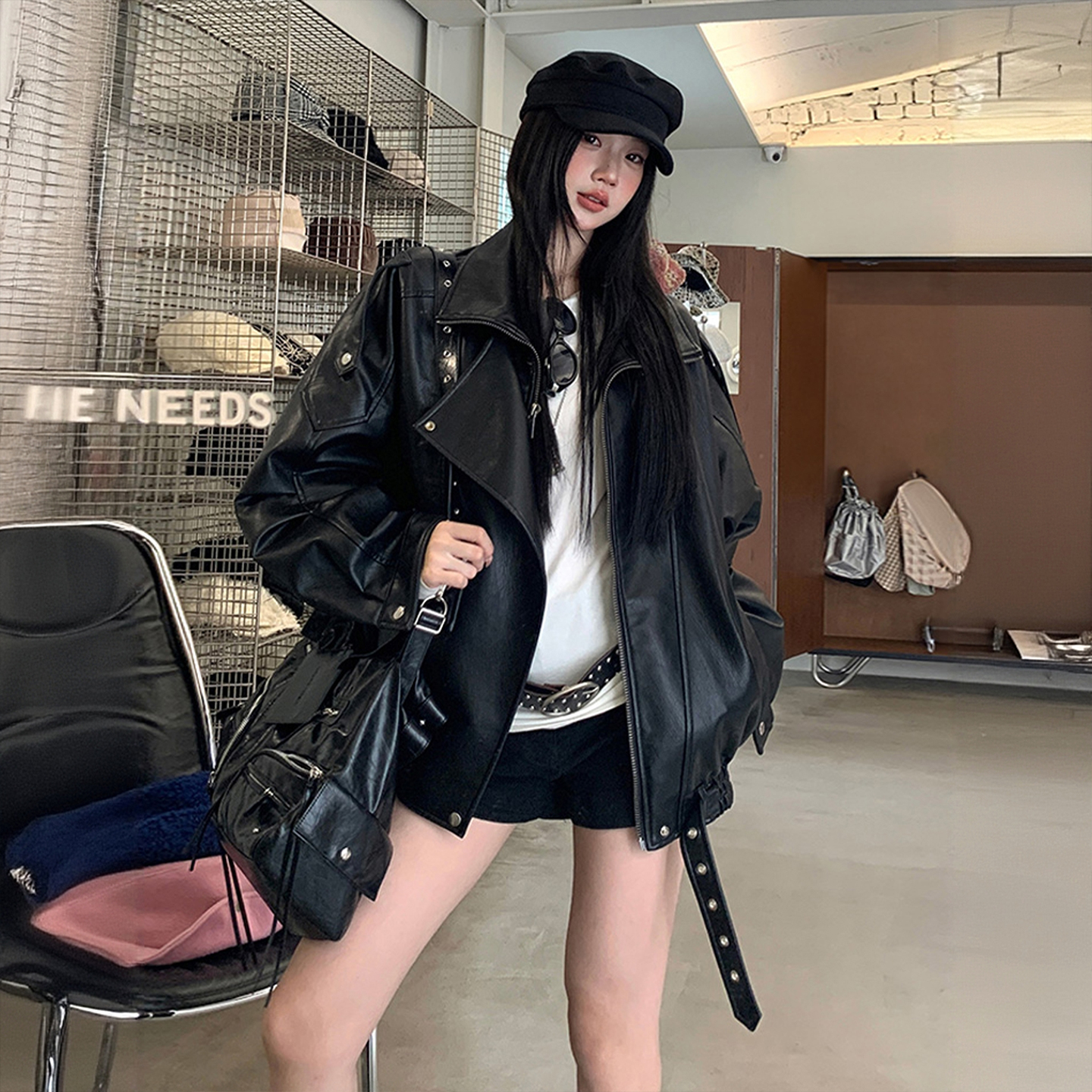 大码女装美式复古设计感夹克上衣