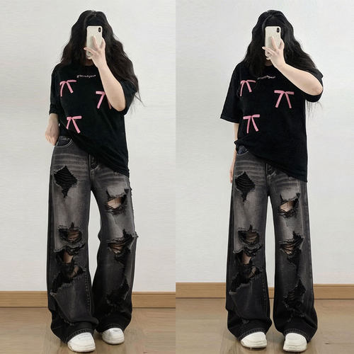 大码女装慵懒风减龄百搭直筒裤女