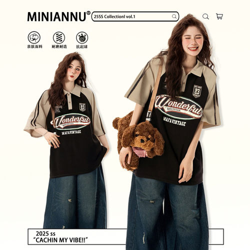 胖mm大码美式小众字母印花t恤女