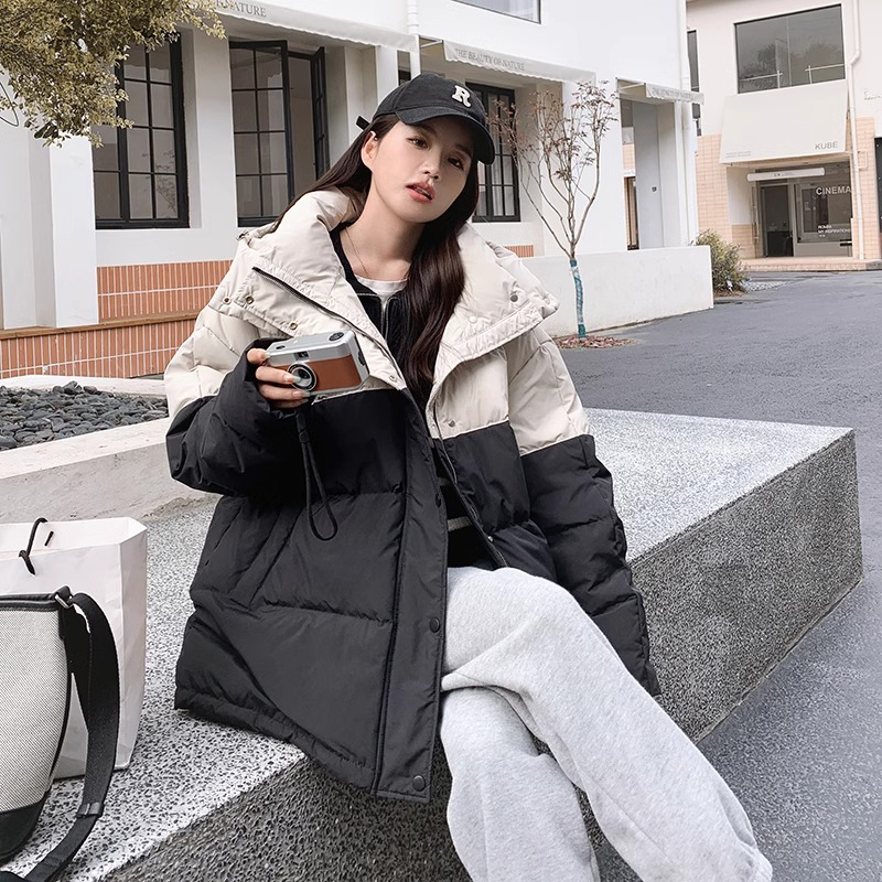 大码女装韩版学院风加厚棉服外套