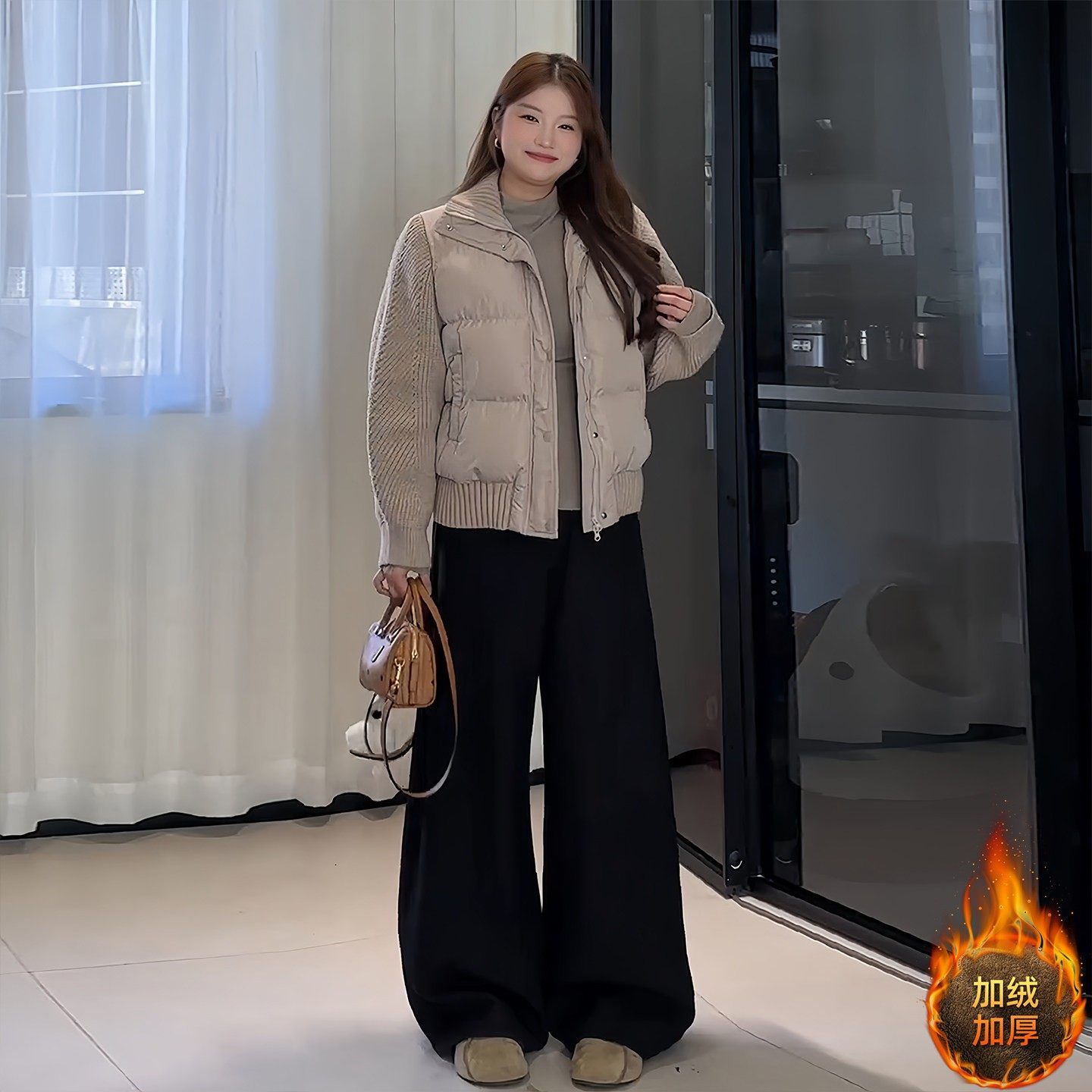 300斤大码女装韩系穿搭黑色加绒休闲裤女胖mm加厚宽松阔腿西装裤,女装/女士精品,大码裤装,淘宝优惠券,粉丝福利购,淘宝优惠卷