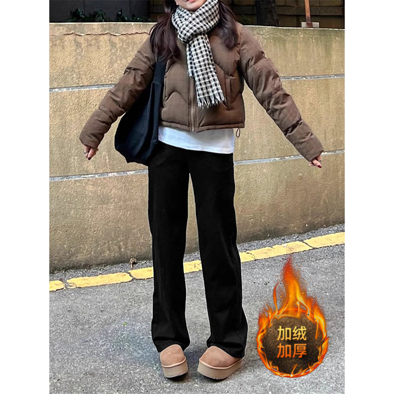 特大码韩版ins黑色加厚休闲裤子