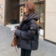 胖mm大码 女装 黑色宽松加厚保暖棉服女韩系休闲百搭设计感棉衣外套