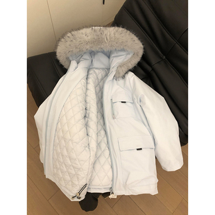 派克夹棉棉服女胖mm学院风韩版 工装 加厚保暖学生外套女 女装 特大码