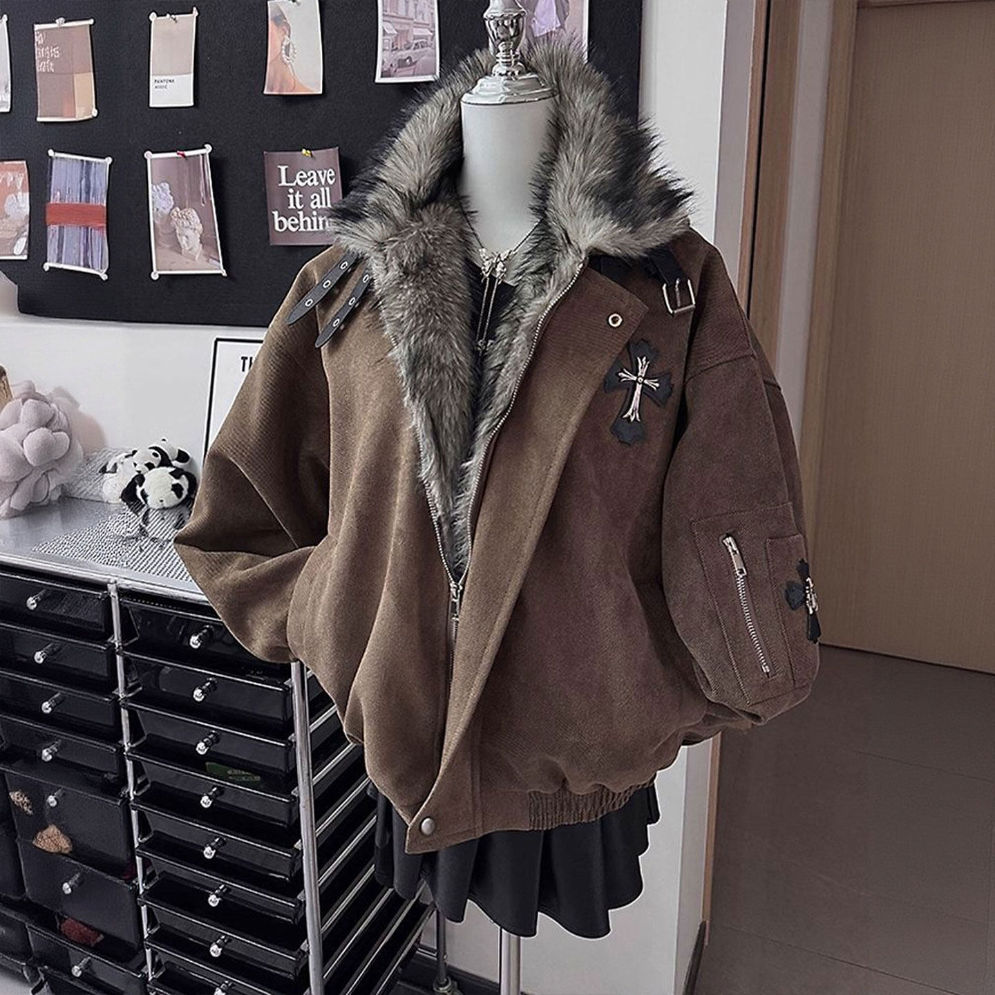 大码女装胖mm复古高街毛领十字架棉服女冬季加厚保暖夹克棉衣外套,女装/女士精品,大码棉服,淘宝优惠券,粉丝福利购,淘宝优惠卷