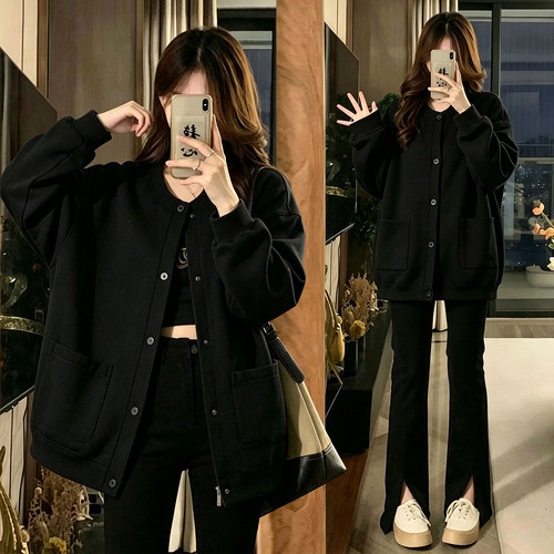 特大码胖mm慵懒风显瘦休闲外套女