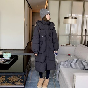 女装 中长款 胖mm大码 黑色时尚 黑色棉服女 棉衣外套女冬季 学院风韩版