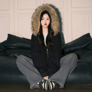 小棉袄显瘦保暖外套 复古黑色加绒棉服女今年流行女装 大码 胖mm美式