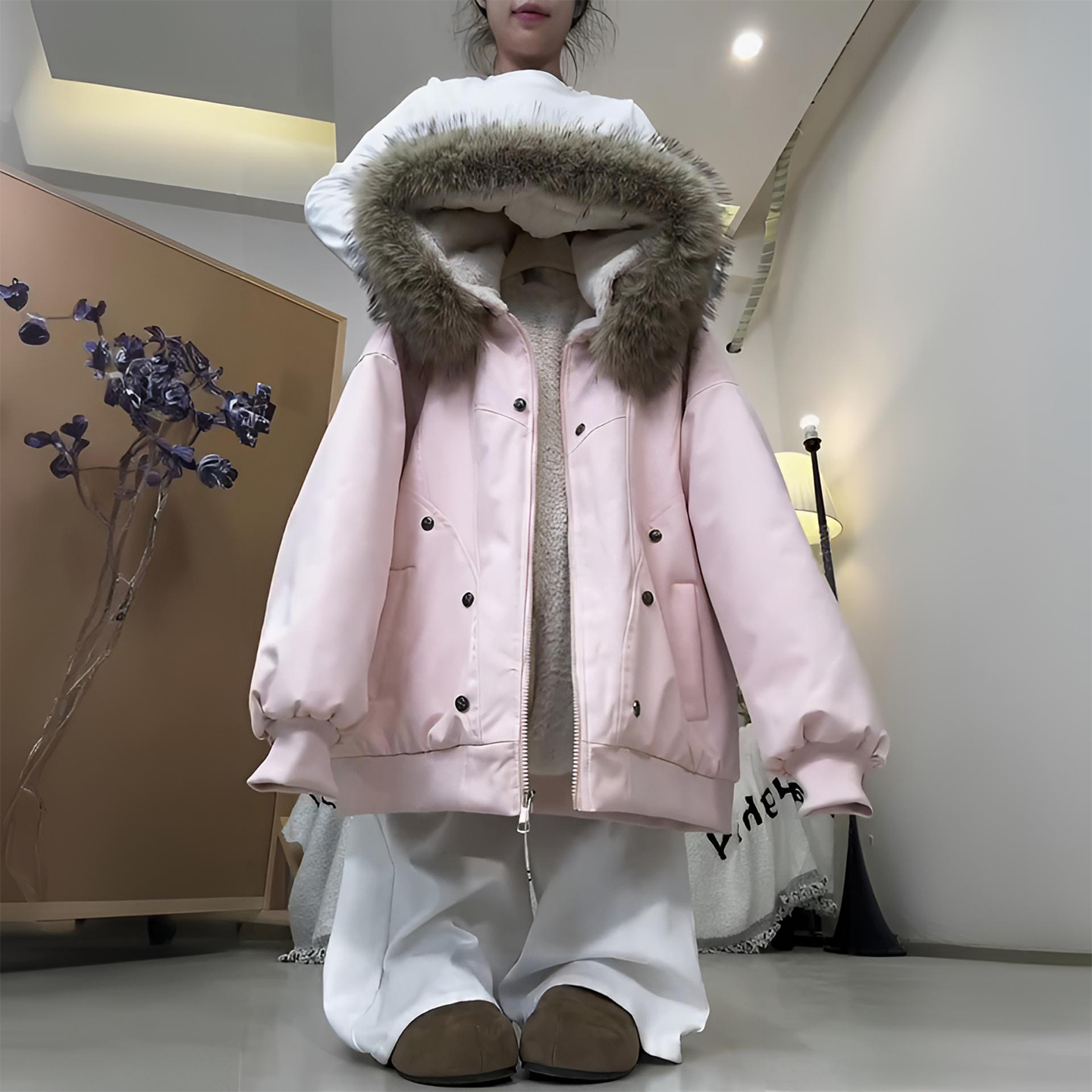 300斤特大码甜美风高质感棉衣女