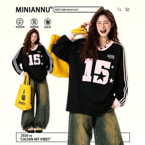 胖mmm大码慵懒风宽松显瘦上衣女