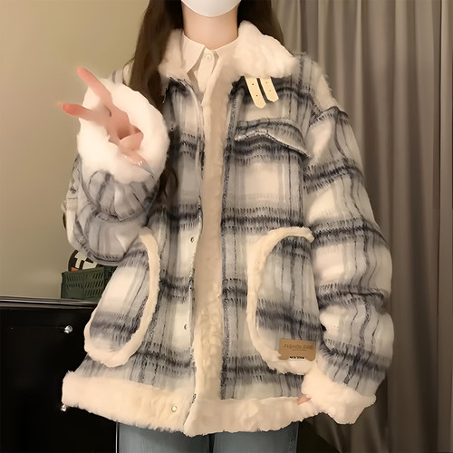 大码女装胖mm加厚保暖单排扣上衣