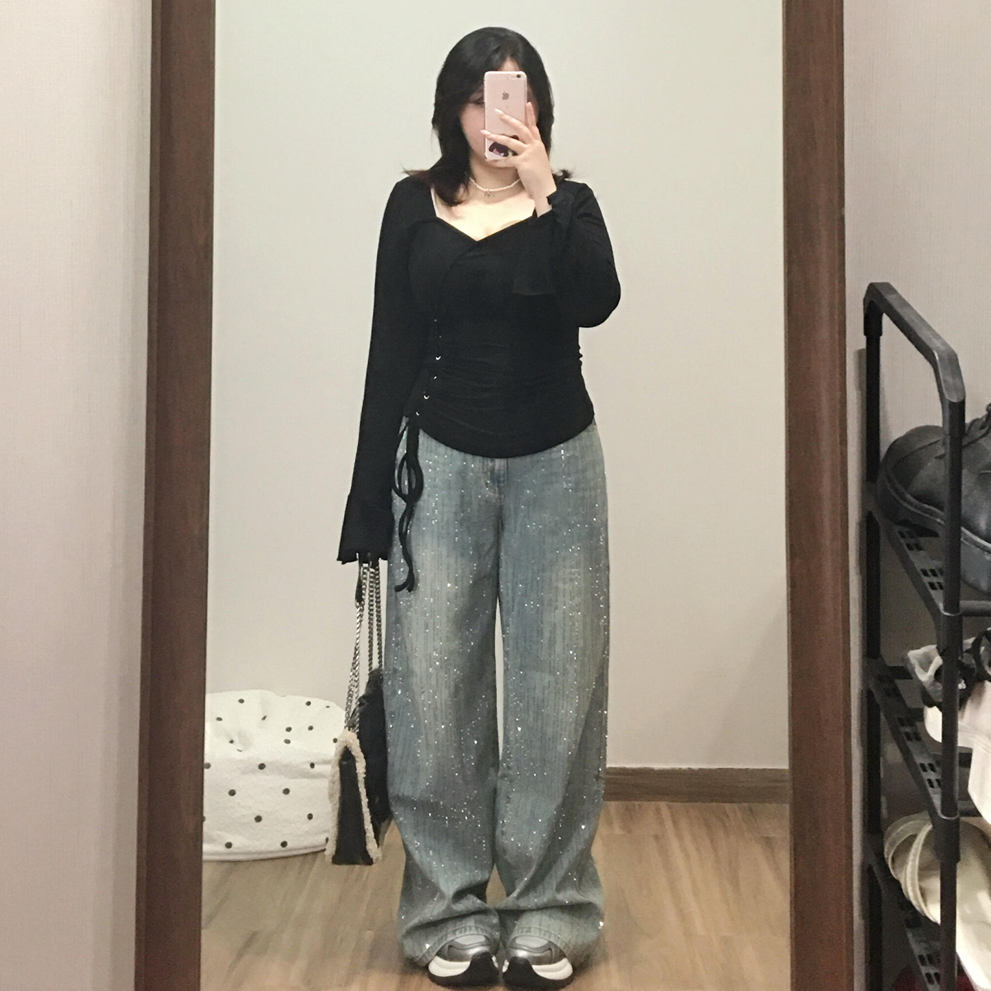 大码女装美式复古高街牛仔裤女裤