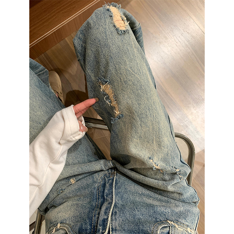 特大码美式ins遮肉显瘦复古长裤