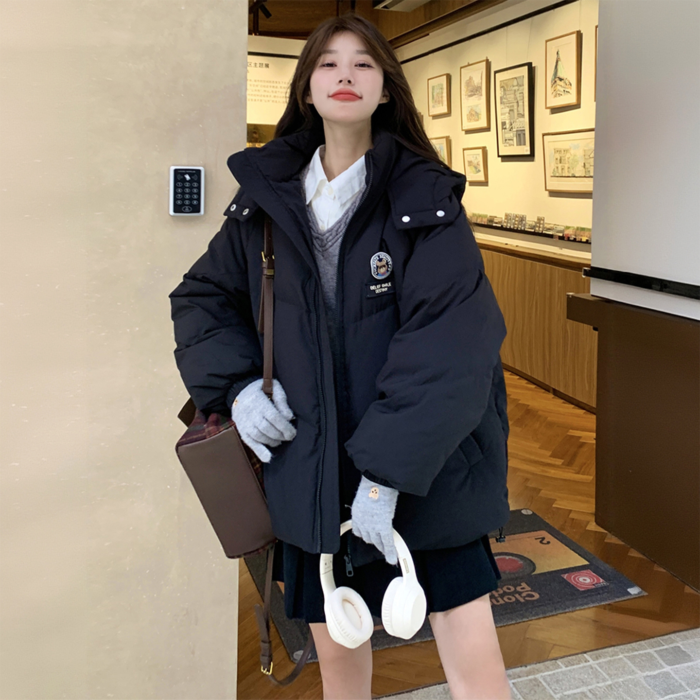 特大码胖mm简约高级感翻领外套女