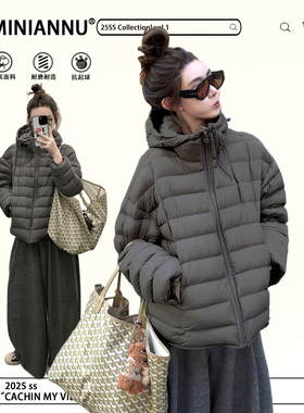 大码女装胖mm灰色连帽排骨外套女新款加厚保暖深冬独特超好看棉服
