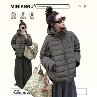 加厚保暖深冬独特超好看棉服 胖mm灰色连帽排骨外套女新款 大码 女装
