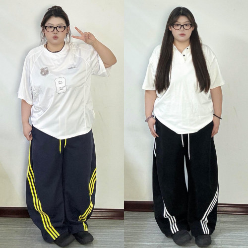 特大码女装设计感休闲宽松弯刀裤