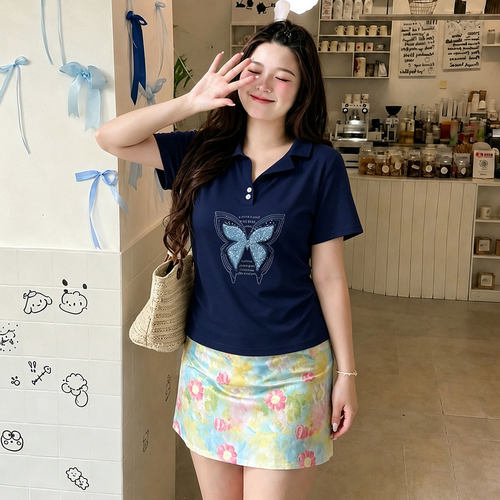 大码女装韩系穿搭百搭休闲短袖女