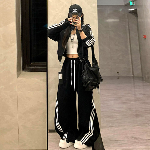 大码胖mm小众设计感美式休闲裤女