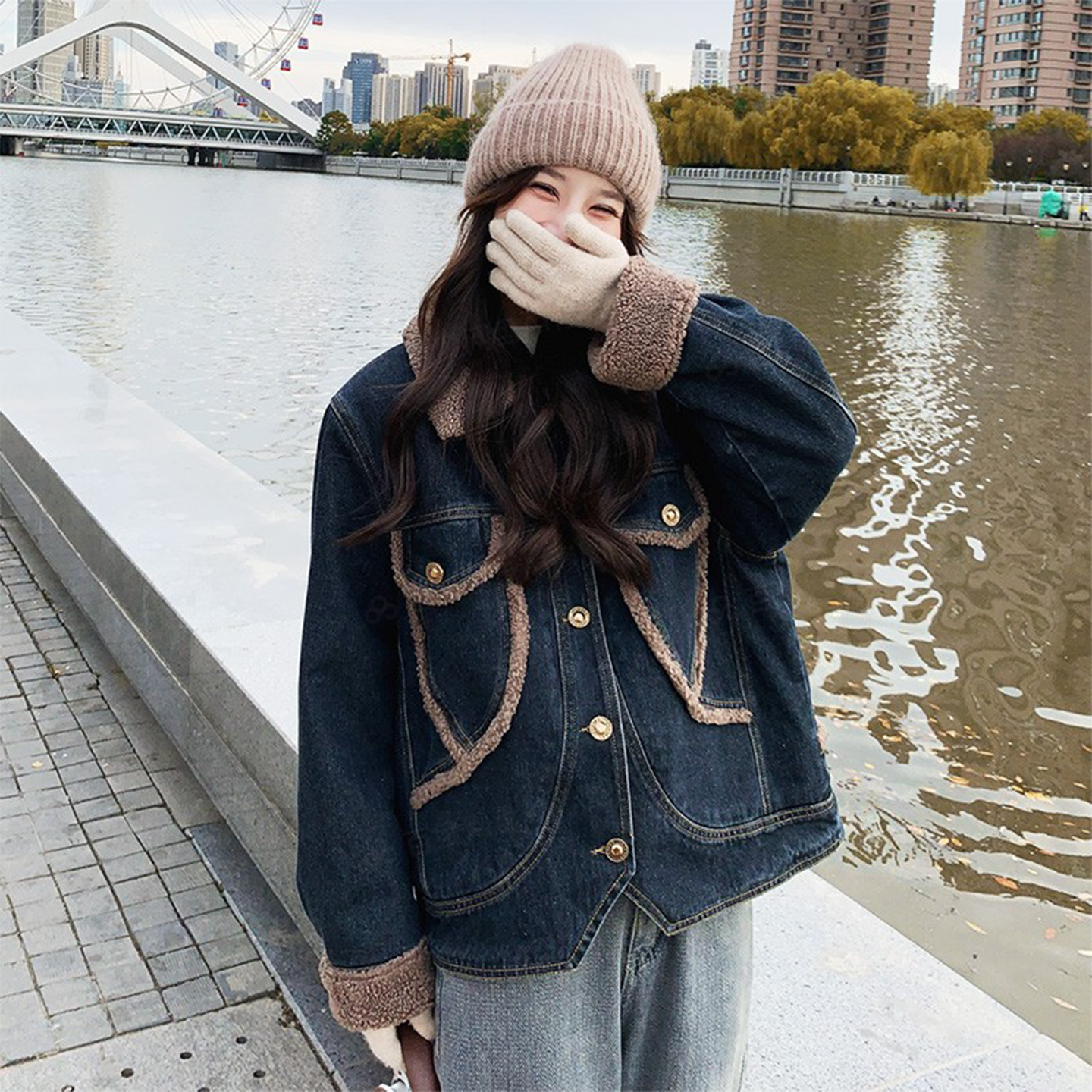 大码女装韩版宽松百搭牛仔外套女