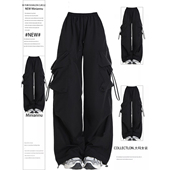 女装 学生休闲裤 复古街头风阔腿工装 女胖mm洋气百搭减龄女裤 裤 大码