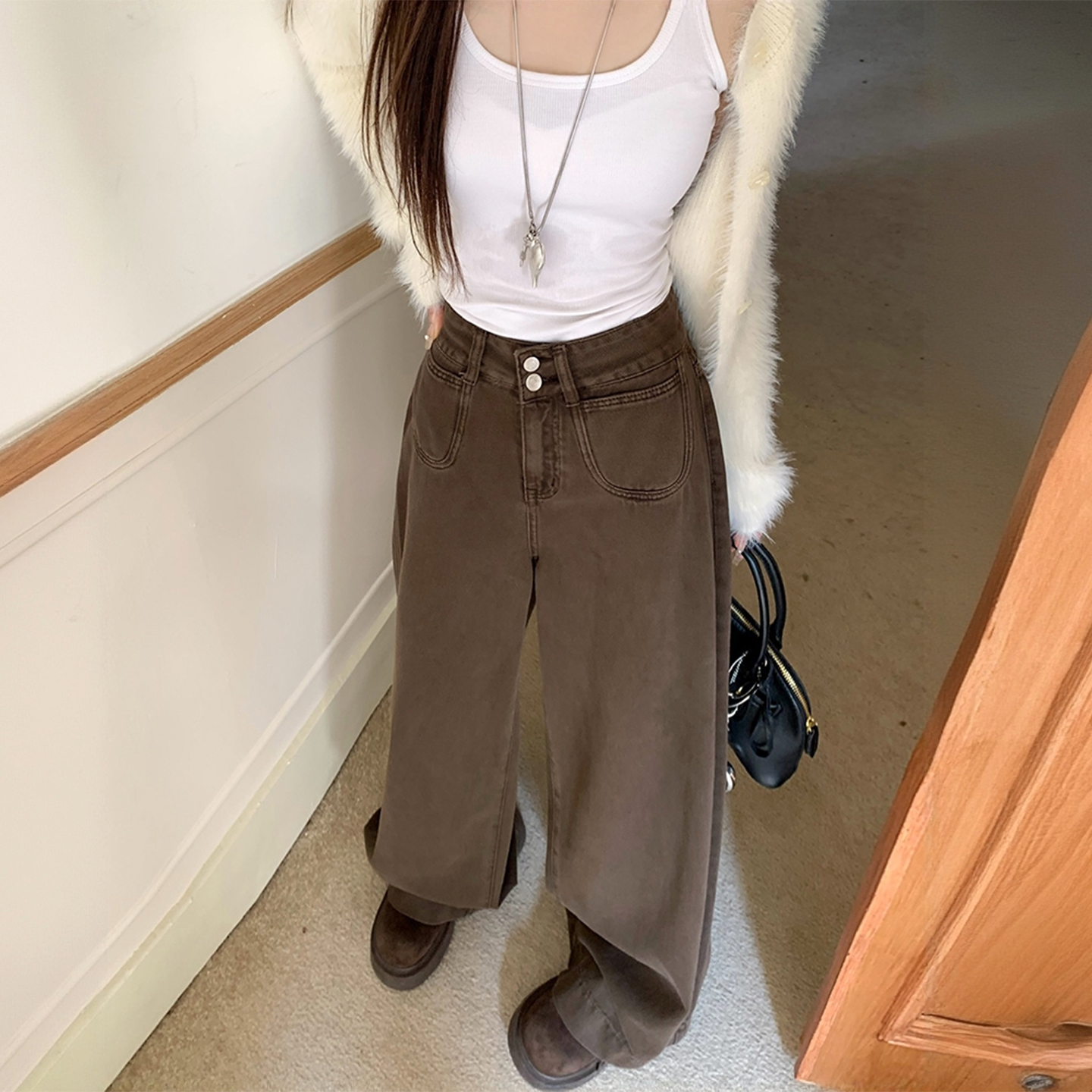 特大码胖mm休闲百搭高级感长裤女