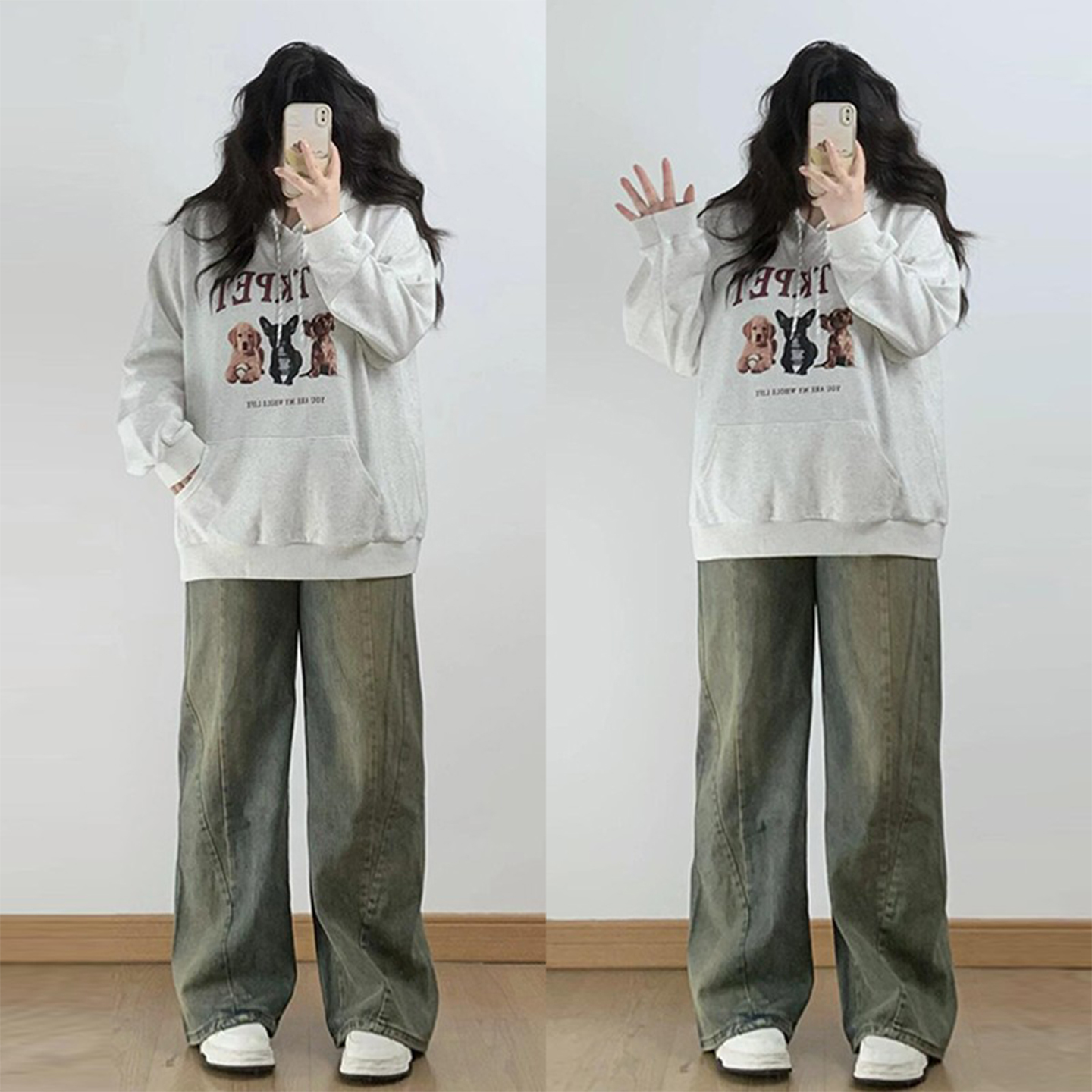 300斤特大码美式高街做旧直筒裤