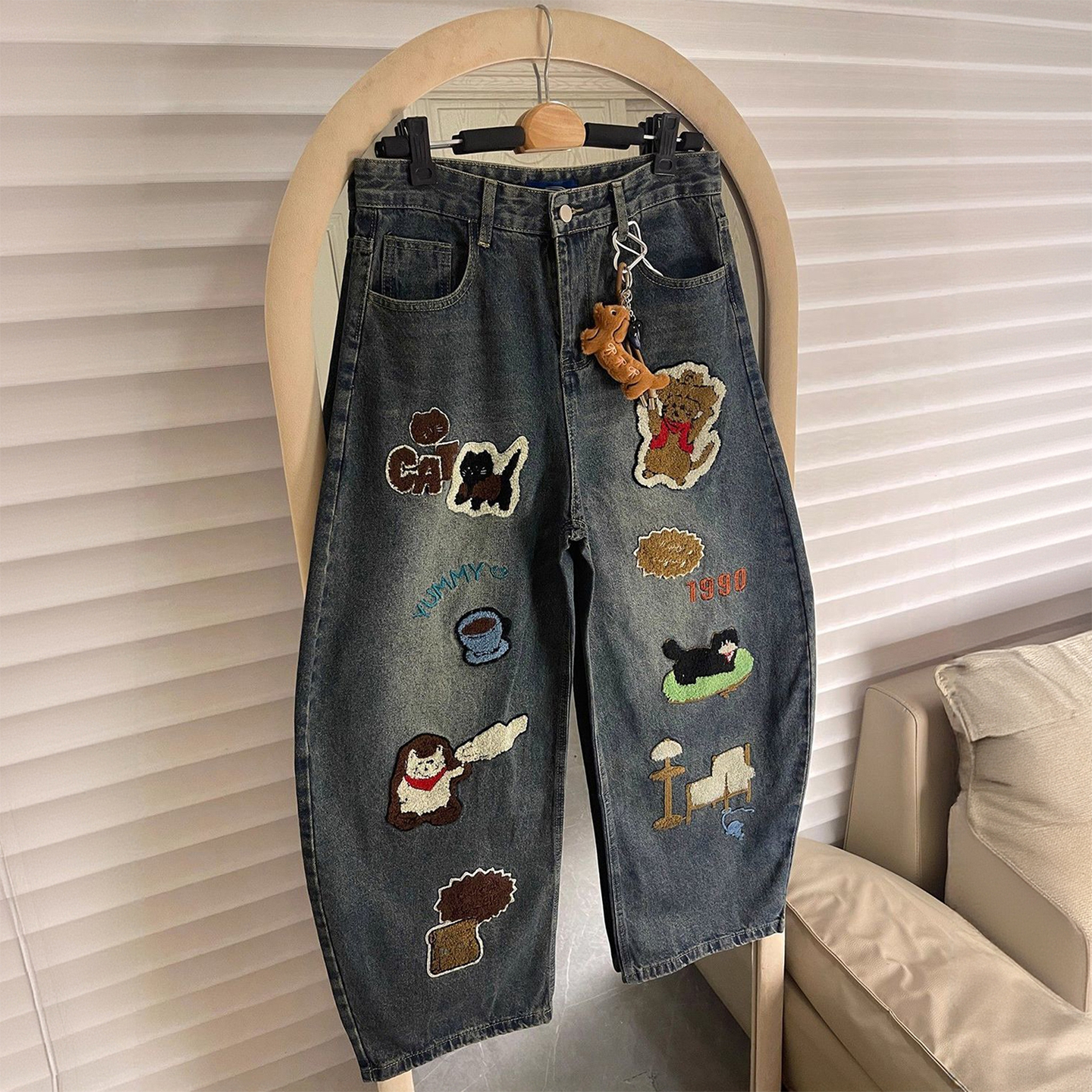 大码女装学院风百搭减龄牛仔裤女