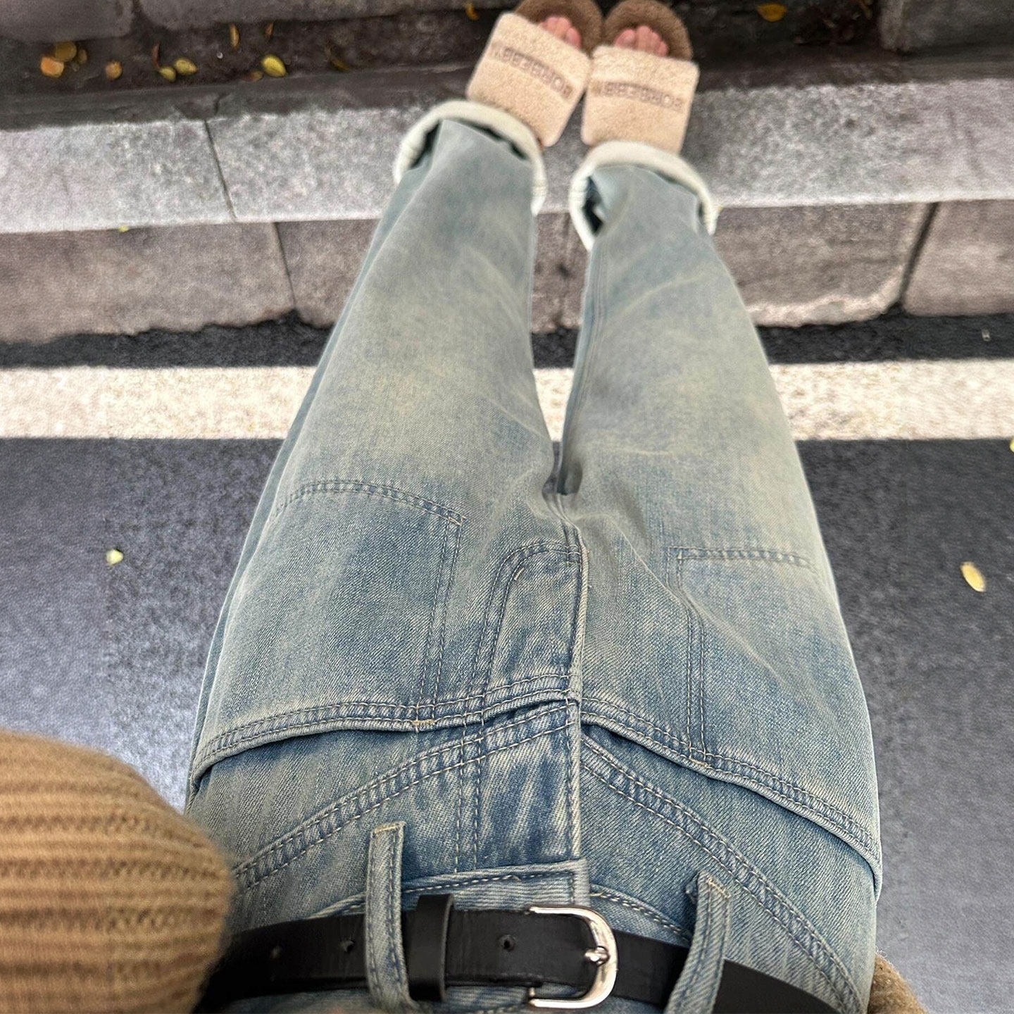 特大码胖mm蓝色高腰显瘦牛仔裤女韩系百搭慵懒的加绒加厚阔腿裤子,女装/女士精品,大码裤装,淘宝优惠券,粉丝福利购,淘宝优惠卷