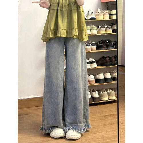 大码韩版ins不贴腿遮肉显瘦长裤