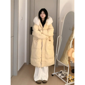 过膝冬装 300斤大码 胖mm中长款 棉服女高级感大毛领加厚大衣外套潮