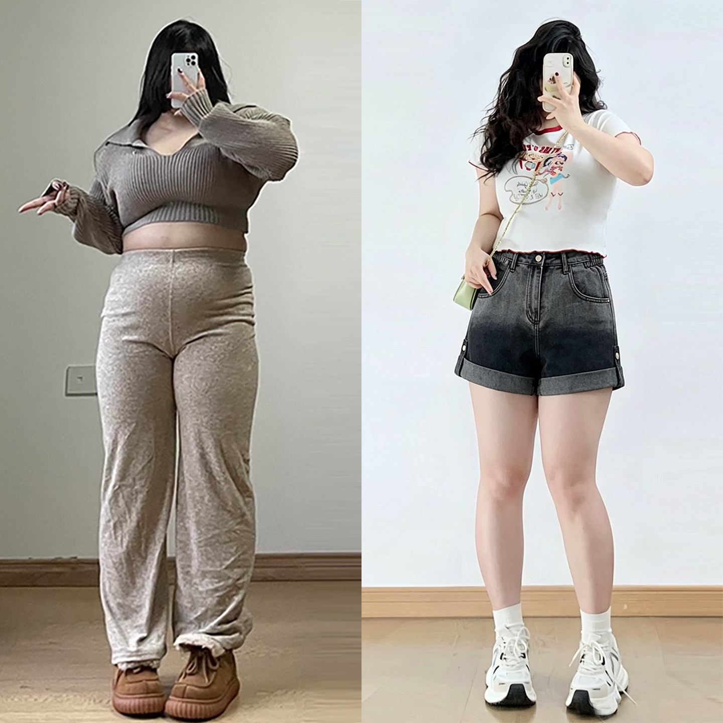 胖mm大码女装黑色渐变阔腿牛仔短裤女夏季休闲高腰a字包臀热裤子