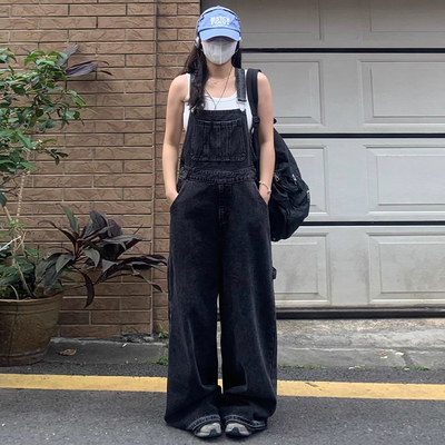 特大码美式复古ins工装背带裤子
