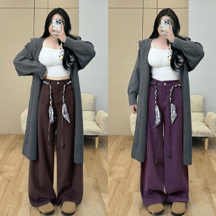 女装 子梨型身材粗腿宽胯显瘦阔腿裤 韩版 女胖mm裤 复古牛仔裤 特大码