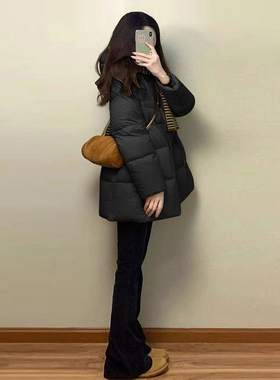 胖mm大码女装黑色小众高级感棉服上衣女秋冬新款保暖加厚连帽外套