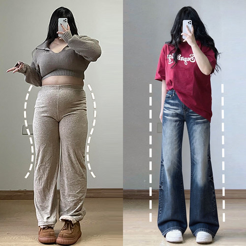 特大码女装胖mm简约百搭微喇裤女