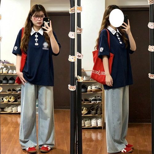 特大码胖mm设计感减龄百搭上衣女