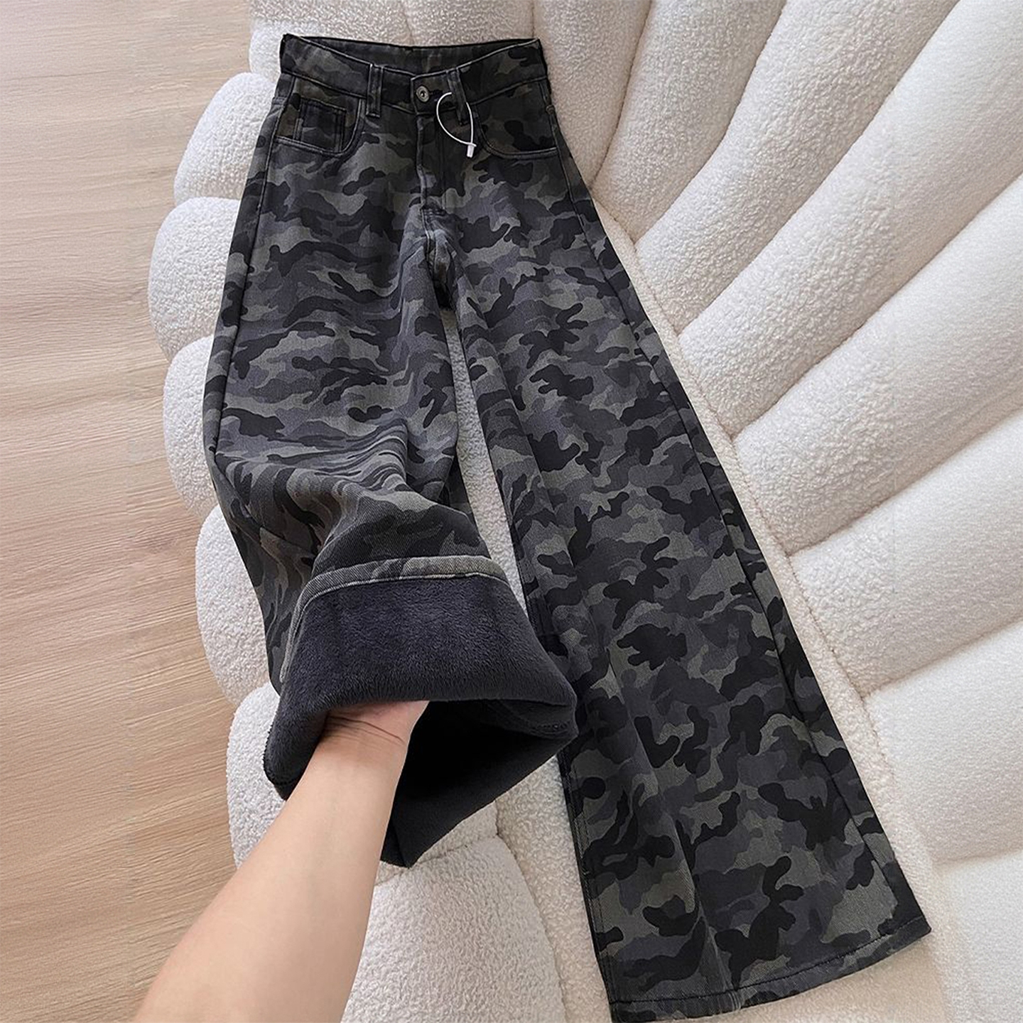 胖mm大码美式休闲高腰直筒裤子女