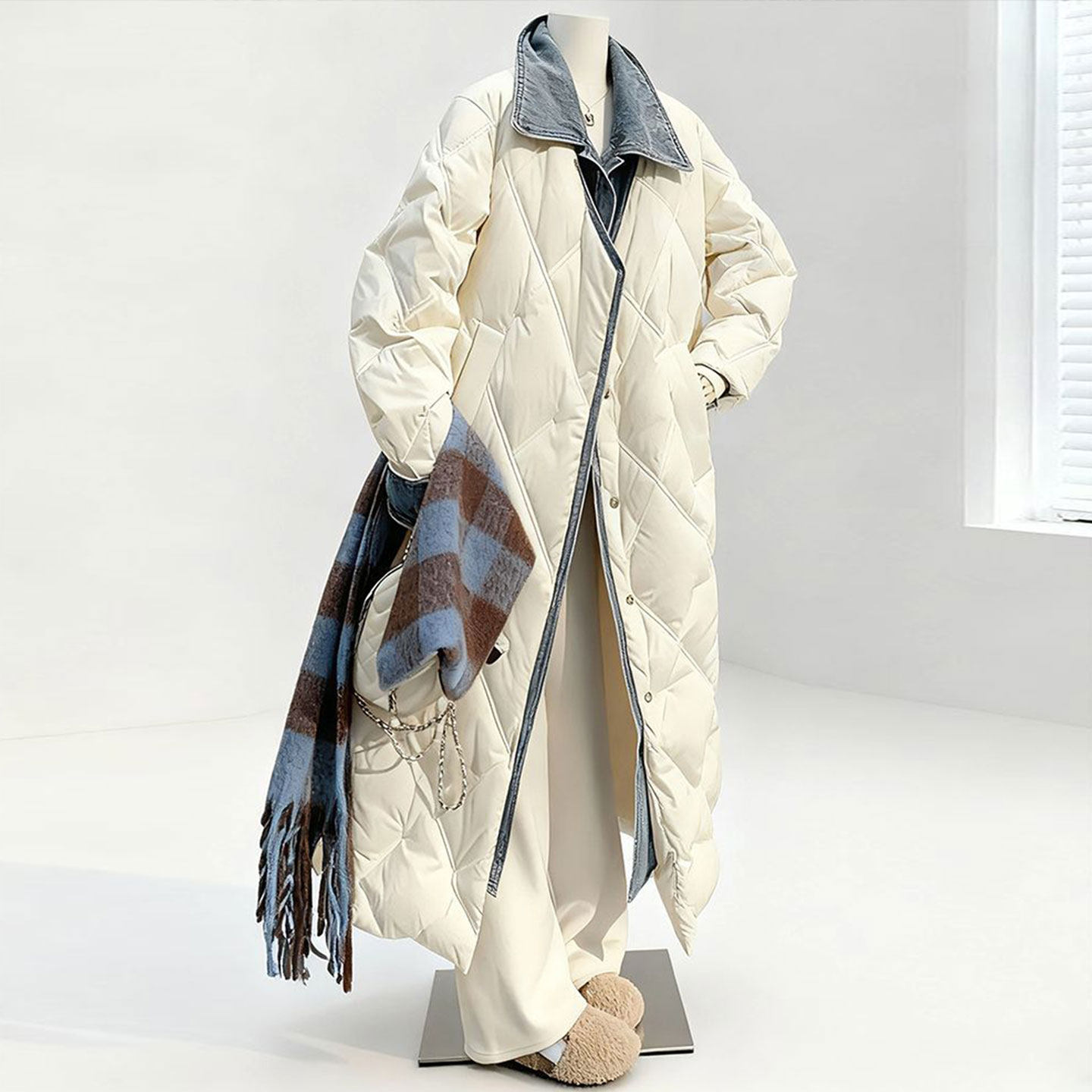 300斤大码胖mm假两件设计感牛仔拼接棉服女冬季保暖中长款厚外套,女装/女士精品,大码棉服,淘宝优惠券,粉丝福利购,淘宝优惠卷