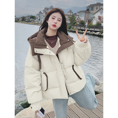特大码学院风ins百搭防寒棉袄女