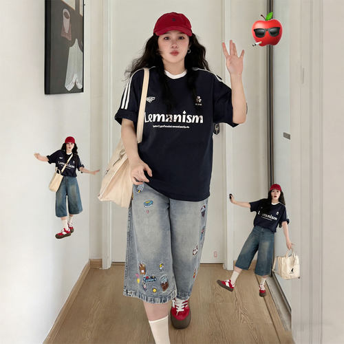 胖mm大码女装学院风休闲直筒裤女