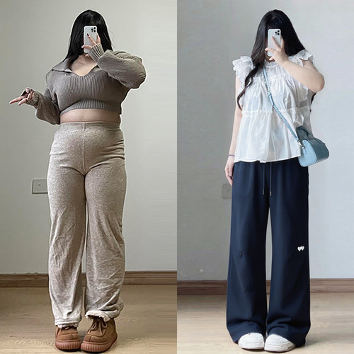 胖mm特大码女装松弛垂感阔腿裤女