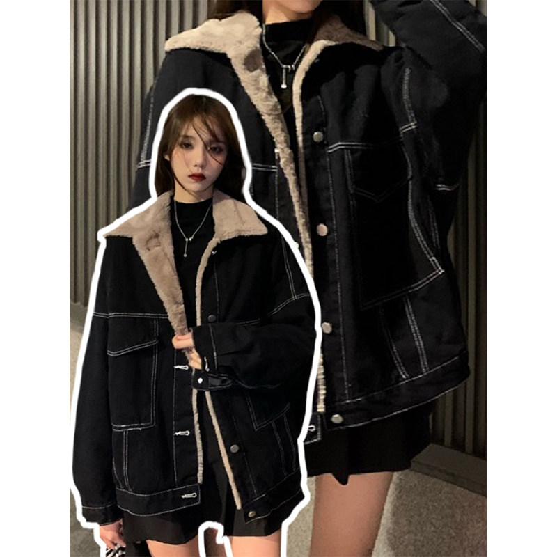 300斤特大码女装复古黑色加绒牛仔外套女冬季韩版工装夹克棉衣潮,女装/女士精品,大码棉服,淘宝优惠券,粉丝福利购,淘宝优惠卷